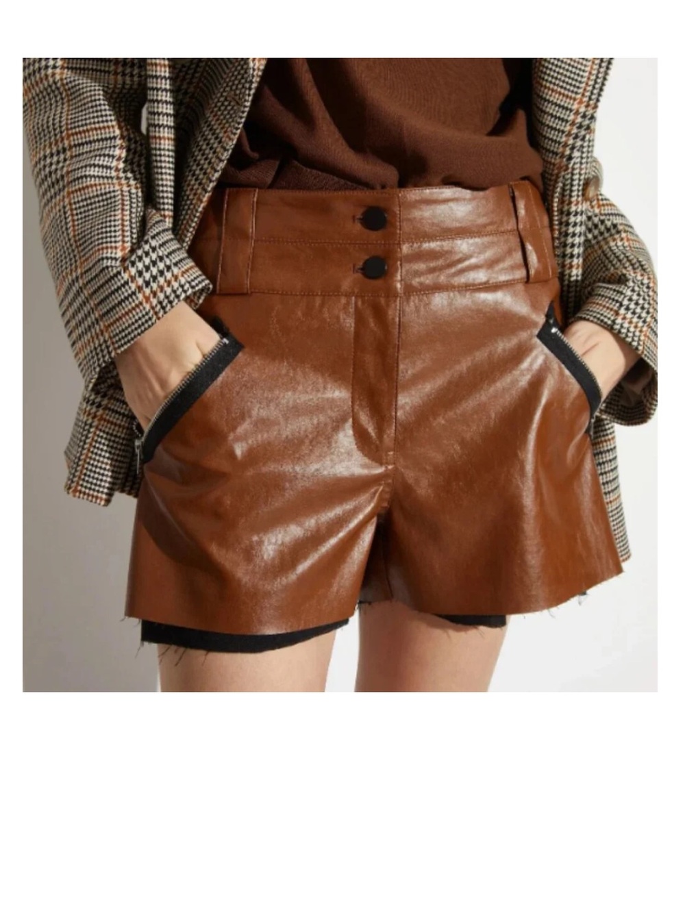 Saint Art Grayson Brown Faux Leather Shorts NWT - XL